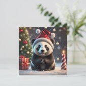 Carte de Noël de panda mignon de vacances (Debout devant)