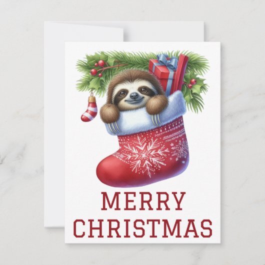 Carte de Noël de paresseux mignon (Devant)