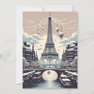 Carte de Noël de Paris – Vacances d'hiver enneigée