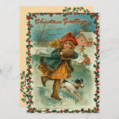 Carte de Noël de patinage de glace (Devant / Derrière)