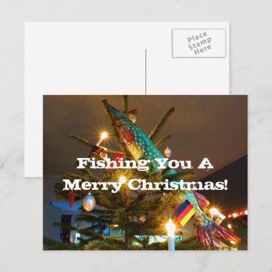Carte de Noël de pêche (Devant / Derrière)