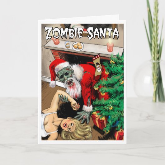 Carte de Noël de Père Noël de zombi (Devant)