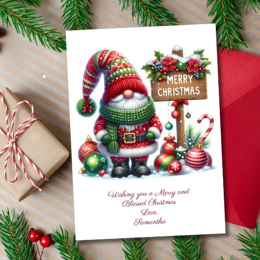 Carte de Noël de Père Noël Gnome Mignon