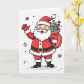 Carte de Noël de Père Noël joyeux – Intérieur Vier (Fleur jaune)