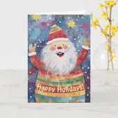 Carte de Noël de Père Noël mignon (Fleur jaune)