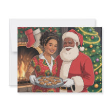 Carte de Noël de Père Noël noir et Mme Claus