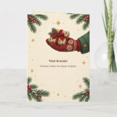 Carte de Noël de petit cadeau de mitaines (Dos)