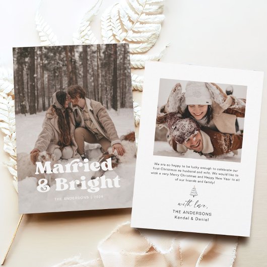 Carte de Noël de photo de couples mariés pour la p