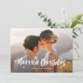 Carte de Noël de photo de mariage dessinée avec jo (Debout devant)
