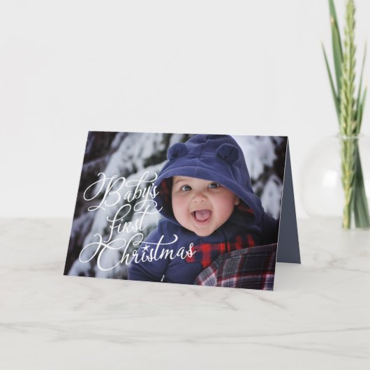 Carte de Noël de photo de premier "Noël du bébé" - (Devant)