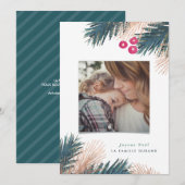 Carte de Noël de Pin et Baies (Devant / Derrière)