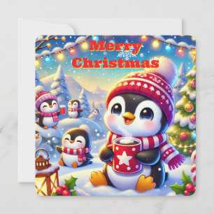 Carte de Noël de pingouin