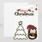 Carte de Noël de pingouin (Devant / Derrière)