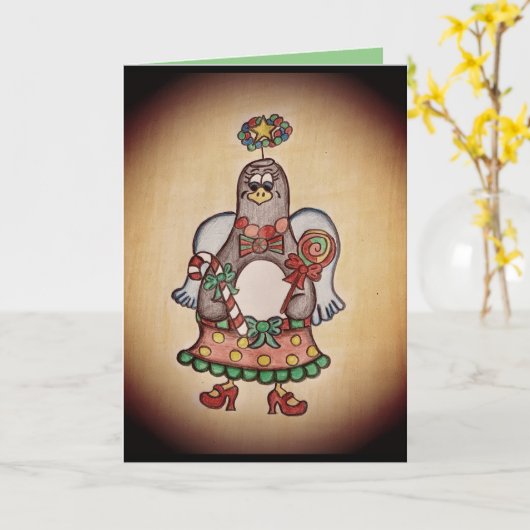 Carte de Noël de pingouin drôle (Fleur jaune)