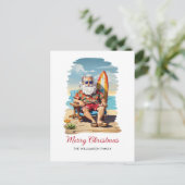 Carte de Noël de plage de Santa surfeur (Debout devant)
