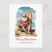 Carte de Noël de plage de Santa surfeur (Devant)