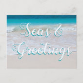 Carte de Noël de plage Mers et salutations (Devant)