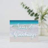 Carte de Noël de plage Mers et salutations (Debout devant)