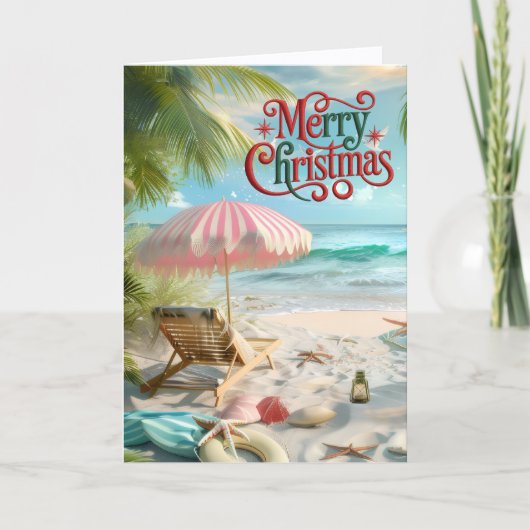 Carte de Noël de plage tropicale (Devant)