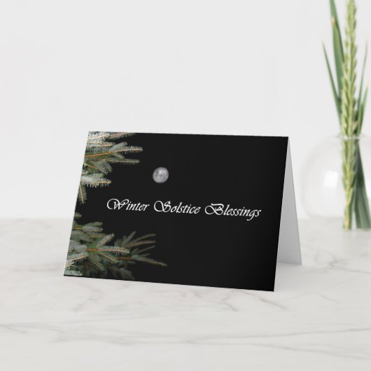 Carte de Noël de Pleine lune et de pin (Devant)