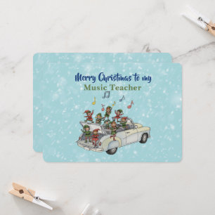 Carte de Noël de professeur de musique elfe