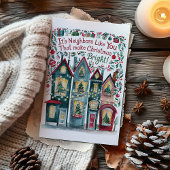 Carte de Noël de quartier à l'aquarelle
