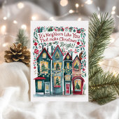 Carte de Noël de quartier à l'aquarelle