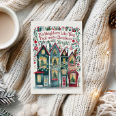 Carte de Noël de quartier à l'aquarelle