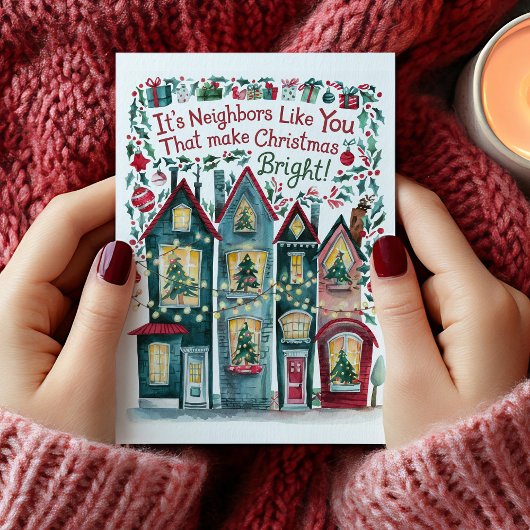 Carte de Noël de quartier à l'aquarelle