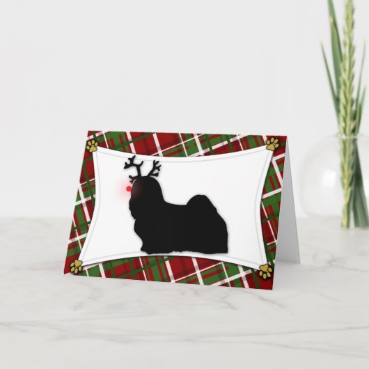 Carte de Noël de renne de Lhasa Apso (Devant)