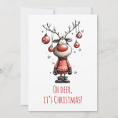 Carte de Noël de renne drôle Oh Deer (Devant)