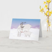 Carte de Noël de renne mère et bébé (Fleur jaune)