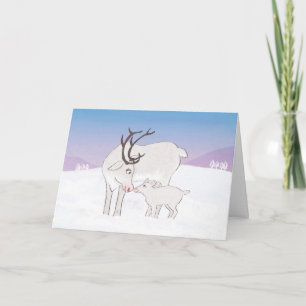 Carte de Noël de renne mère et bébé