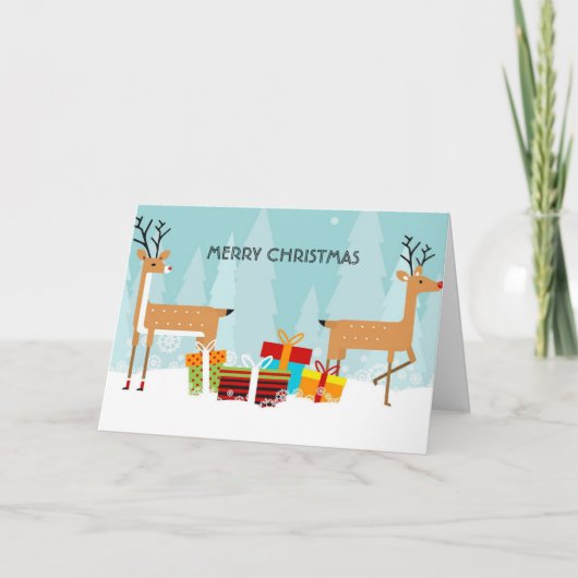 Carte de Noël de rennes joyeux (Devant)