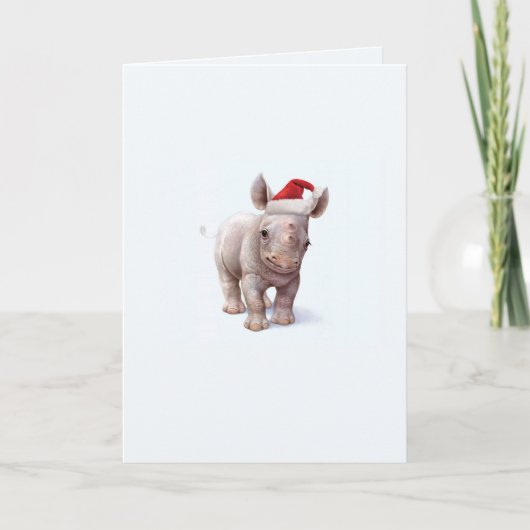 Carte de Noël de rhinocéros de bébés de zoo de (Devant)
