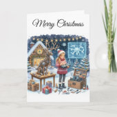 Carte de Noël de robotique STEM pour filles (Devant)