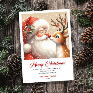 Carte de Noël de Rudolph Claus Santa tendance