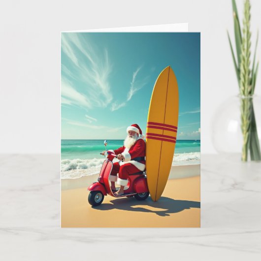 Carte de Noël de Santa surfant (Devant)
