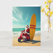 Carte de Noël de Santa surfant (Fleur jaune)