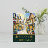 Carte de Noël de scène de rue hivernale à l'aquare (Debout devant)