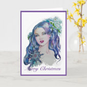 Carte de Noël de servante de Snowflake (Fleur jaune)