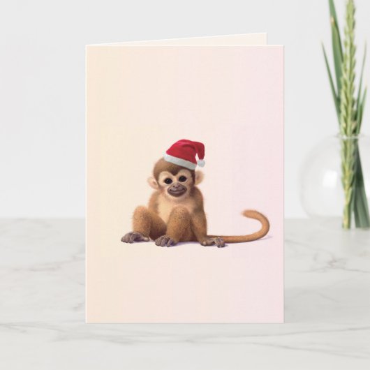 Carte de Noël de singe de bébés de zoo de Noël (Devant)