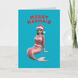 Carte de Noël de sirène de Noël mignonne