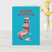 Carte de Noël de sirène de Noël mignonne (Fleur jaune)