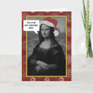 Carte de Noël de sourire de Noël de Mona Lisa anti