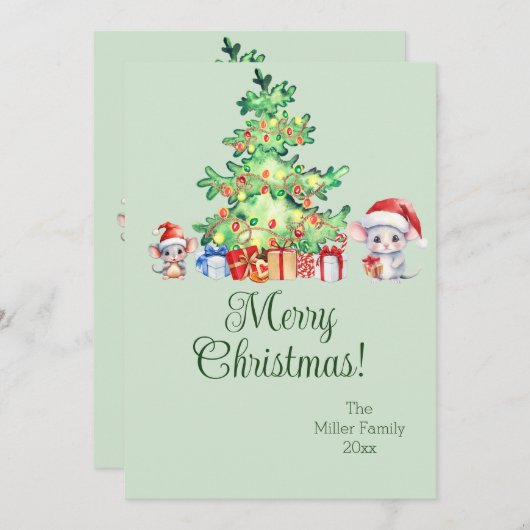 Carte de Noël de souris (Devant / Derrière)