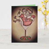 Carte de Noël de souris de cocktail drôle (Fleur jaune)