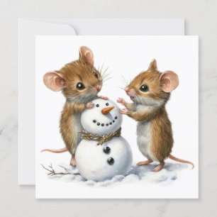 Carte de Noël de souris plat