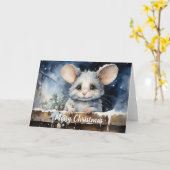 Carte de Noël de souris Whimsical (Fleur jaune)