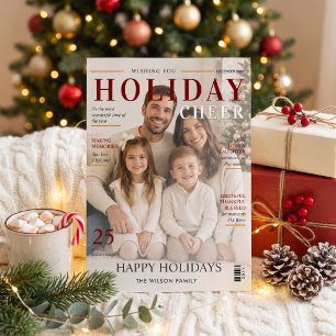 Carte de Noël de style magazine avec photo de vaca